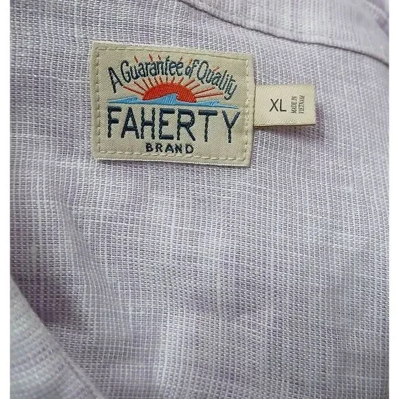 Faherty brand 100% linen mens xl shirt longsleeve lavender purple - Picture 5 of 7